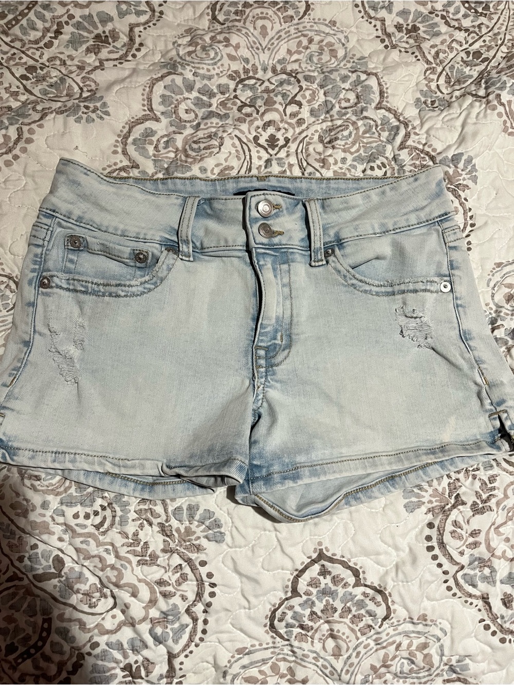 Aeropostale Light Blue Distressed Denim Shorts